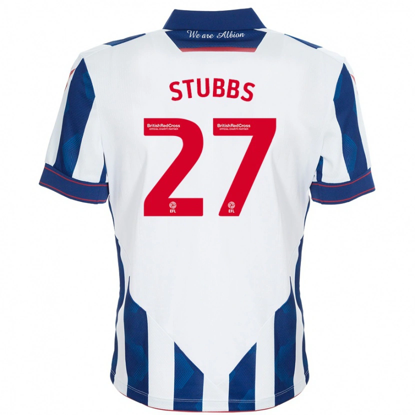 Danxen Børn Olivia Stubbs #27 Hvid Mørkeblå Hjemmebane Spillertrøjer 2024/25 Trøje T-Shirt