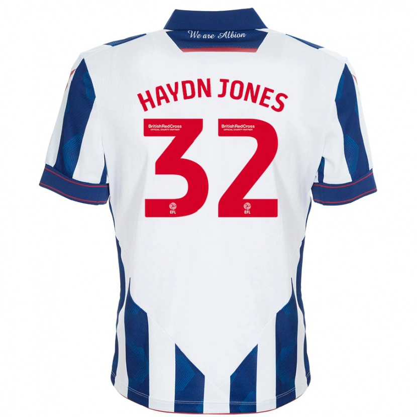 Danxen Børn Mackenzie Haydn-Jones #32 Hvid Mørkeblå Hjemmebane Spillertrøjer 2024/25 Trøje T-Shirt