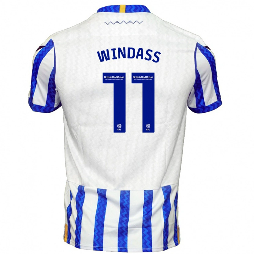 Danxen Børn Josh Windass #11 Blå Hvid Hjemmebane Spillertrøjer 2024/25 Trøje T-Shirt