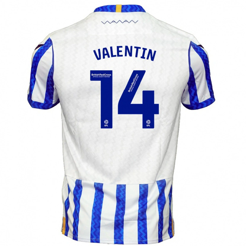Danxen Børn Pol Valentín #14 Blå Hvid Hjemmebane Spillertrøjer 2024/25 Trøje T-Shirt