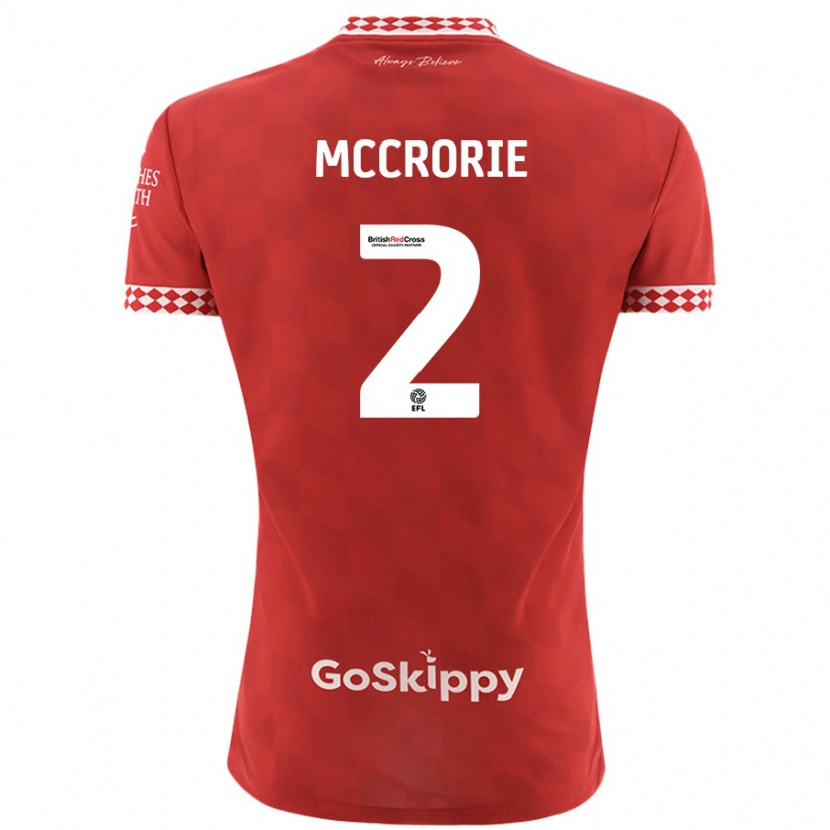 Danxen Børn Ross Mccrorie #2 Rød Hjemmebane Spillertrøjer 2024/25 Trøje T-Shirt