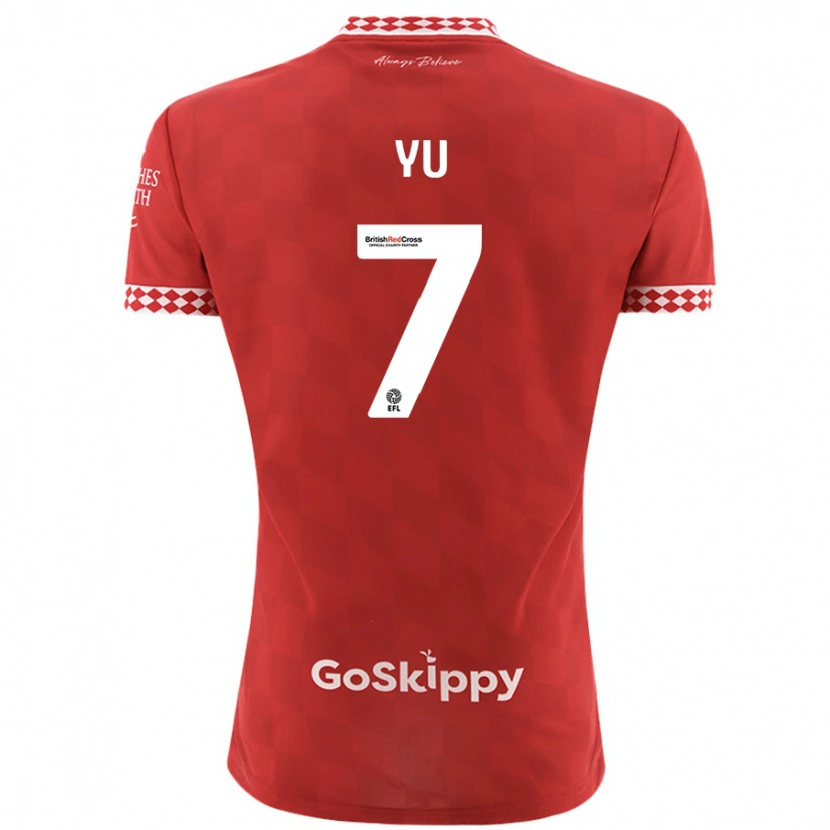 Danxen Børn Yu Hirakawa #7 Rød Hjemmebane Spillertrøjer 2024/25 Trøje T-Shirt