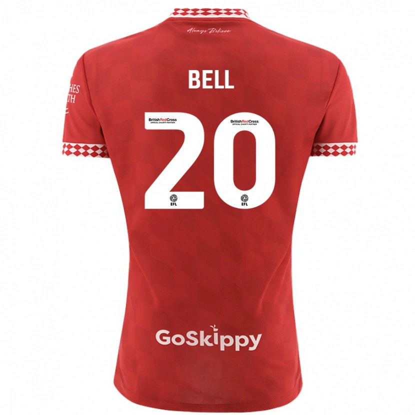 Danxen Børn Sam Bell #20 Rød Hjemmebane Spillertrøjer 2024/25 Trøje T-Shirt