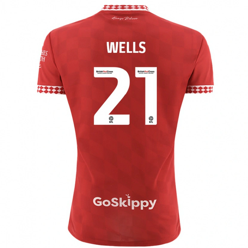 Danxen Børn Nahki Wells #21 Rød Hjemmebane Spillertrøjer 2024/25 Trøje T-Shirt