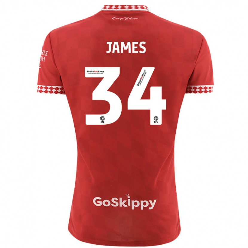 Danxen Børn Joseph James #34 Rød Hjemmebane Spillertrøjer 2024/25 Trøje T-Shirt