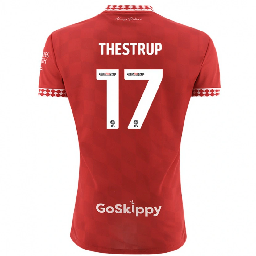 Danxen Børn Amalie Thestrup #17 Rød Hjemmebane Spillertrøjer 2024/25 Trøje T-Shirt