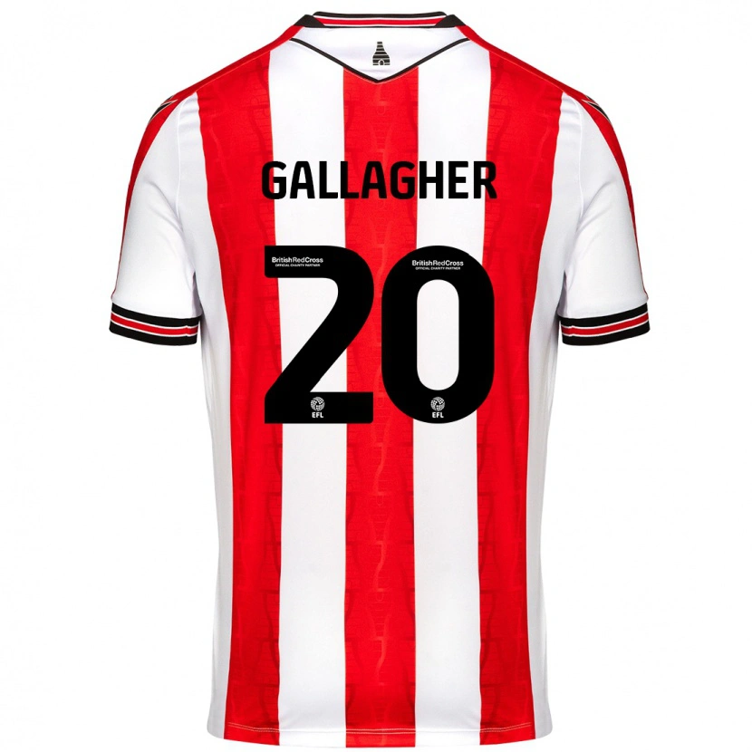 Danxen Børn Sam Gallagher #20 Rød Hvid Hjemmebane Spillertrøjer 2024/25 Trøje T-Shirt