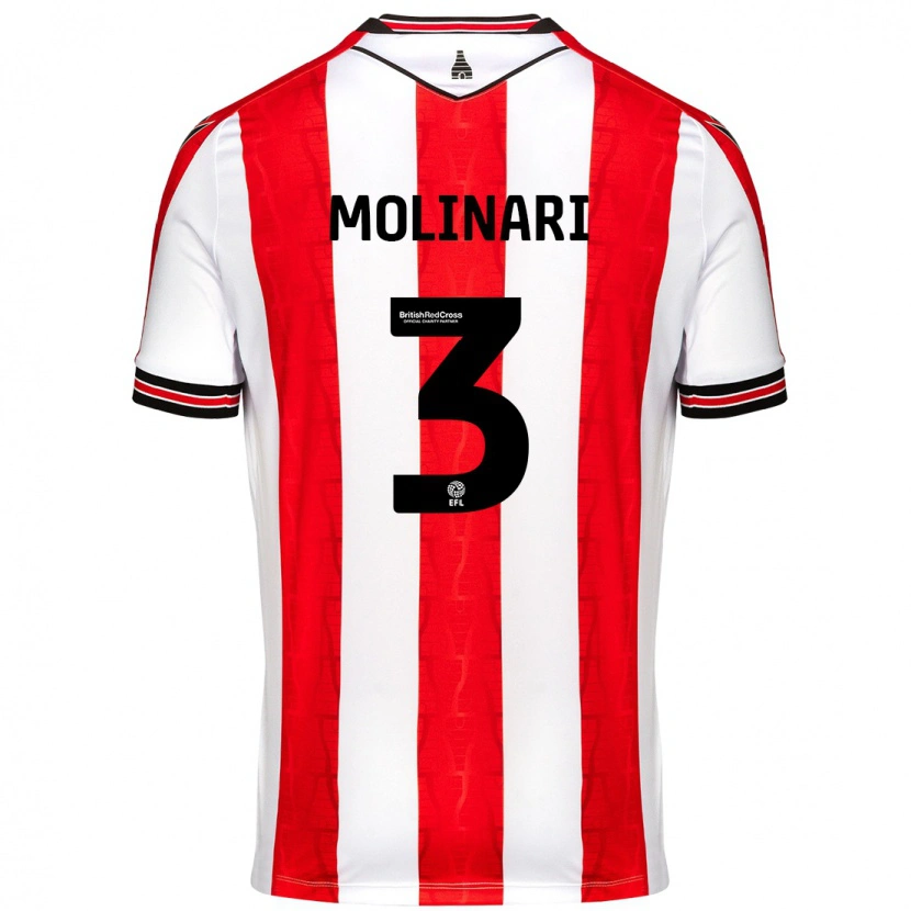 Danxen Børn Lucia Molinari #3 Rød Hvid Hjemmebane Spillertrøjer 2024/25 Trøje T-Shirt