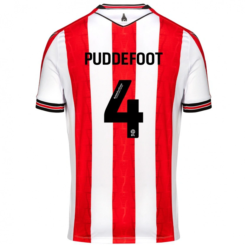 Danxen Børn Danielle Puddefoot #4 Rød Hvid Hjemmebane Spillertrøjer 2024/25 Trøje T-Shirt