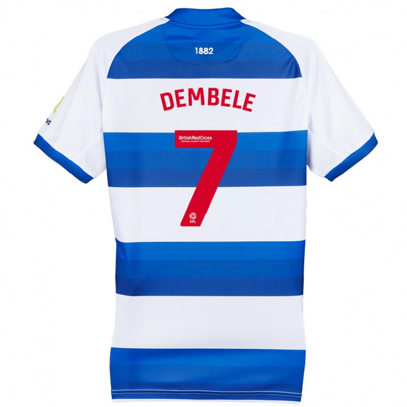Danxen Børn Karamoko Dembélé #7 Hvid Blå Hjemmebane Spillertrøjer 2024/25 Trøje T-Shirt