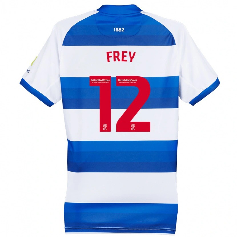 Danxen Børn Michael Frey #12 Hvid Blå Hjemmebane Spillertrøjer 2024/25 Trøje T-Shirt