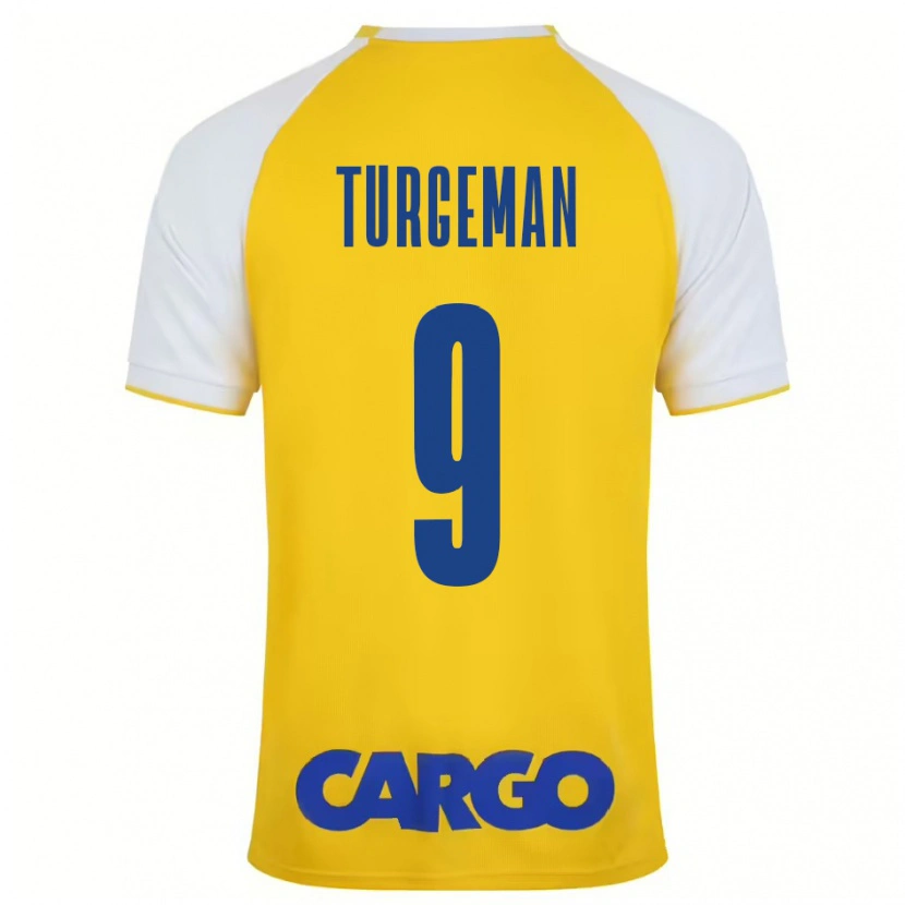 Danxen Børn Dor Turgeman #9 Gul Hvid Hjemmebane Spillertrøjer 2024/25 Trøje T-Shirt