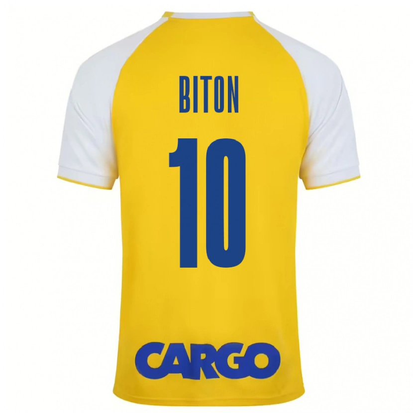 Danxen Børn Dan Biton #10 Gul Hvid Hjemmebane Spillertrøjer 2024/25 Trøje T-Shirt