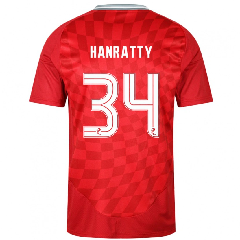 Danxen Børn Kevin Hanratty #34 Rød Hjemmebane Spillertrøjer 2024/25 Trøje T-Shirt