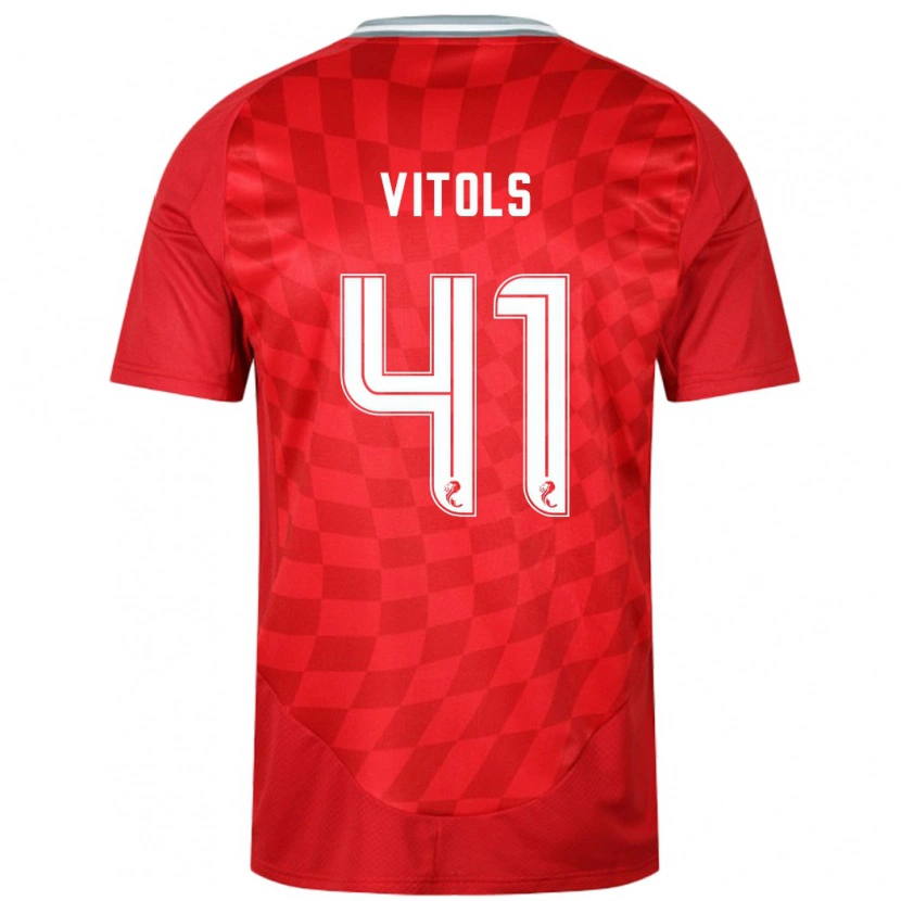 Danxen Børn Rodrigo Vitols #41 Rød Hjemmebane Spillertrøjer 2024/25 Trøje T-Shirt