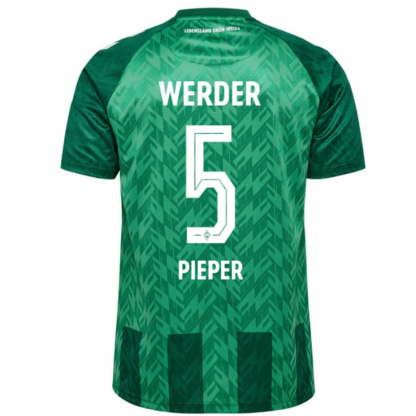 Danxen Børn Amos Pieper #5 Grøn Hjemmebane Spillertrøjer 2024/25 Trøje T-Shirt