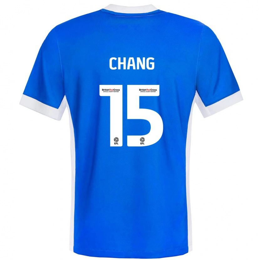 Danxen Børn Alfie Chang #15 Blå Hvid Hjemmebane Spillertrøjer 2024/25 Trøje T-Shirt