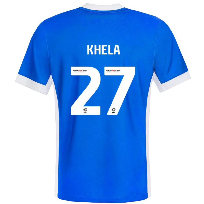 Danxen Børn Brandon Khela #27 Blå Hvid Hjemmebane Spillertrøjer 2024/25 Trøje T-Shirt