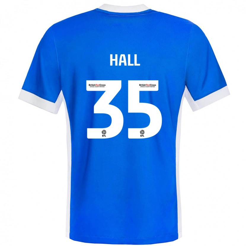 Danxen Børn George Hall #35 Blå Hvid Hjemmebane Spillertrøjer 2024/25 Trøje T-Shirt