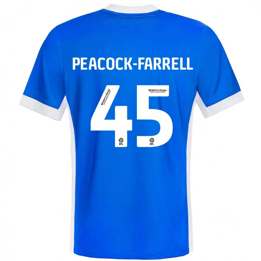 Danxen Børn Bailey Peacock-Farrell #45 Blå Hvid Hjemmebane Spillertrøjer 2024/25 Trøje T-Shirt