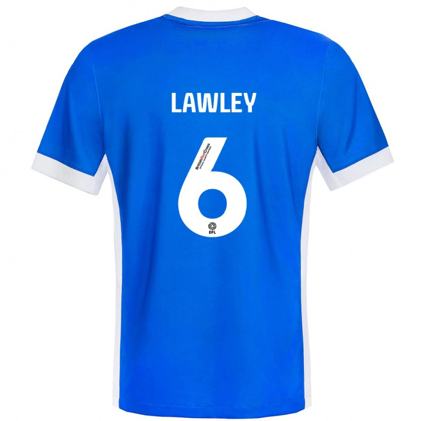 Danxen Børn Gemma Lawley #6 Blå Hvid Hjemmebane Spillertrøjer 2024/25 Trøje T-Shirt