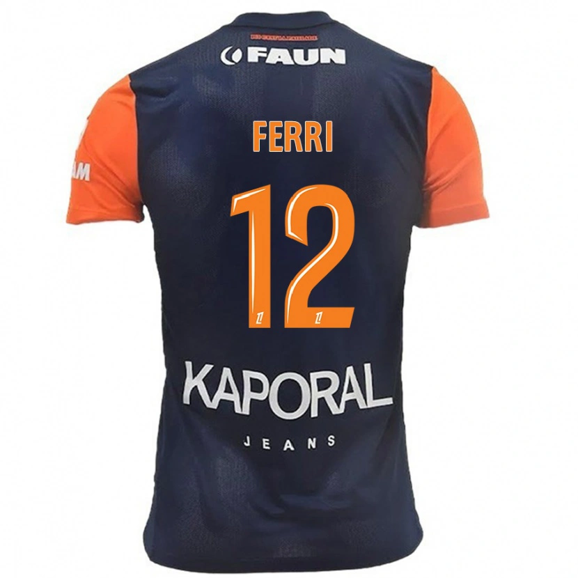 Danxen Børn Jordan Ferri #12 Marineblå Orange Hjemmebane Spillertrøjer 2024/25 Trøje T-Shirt