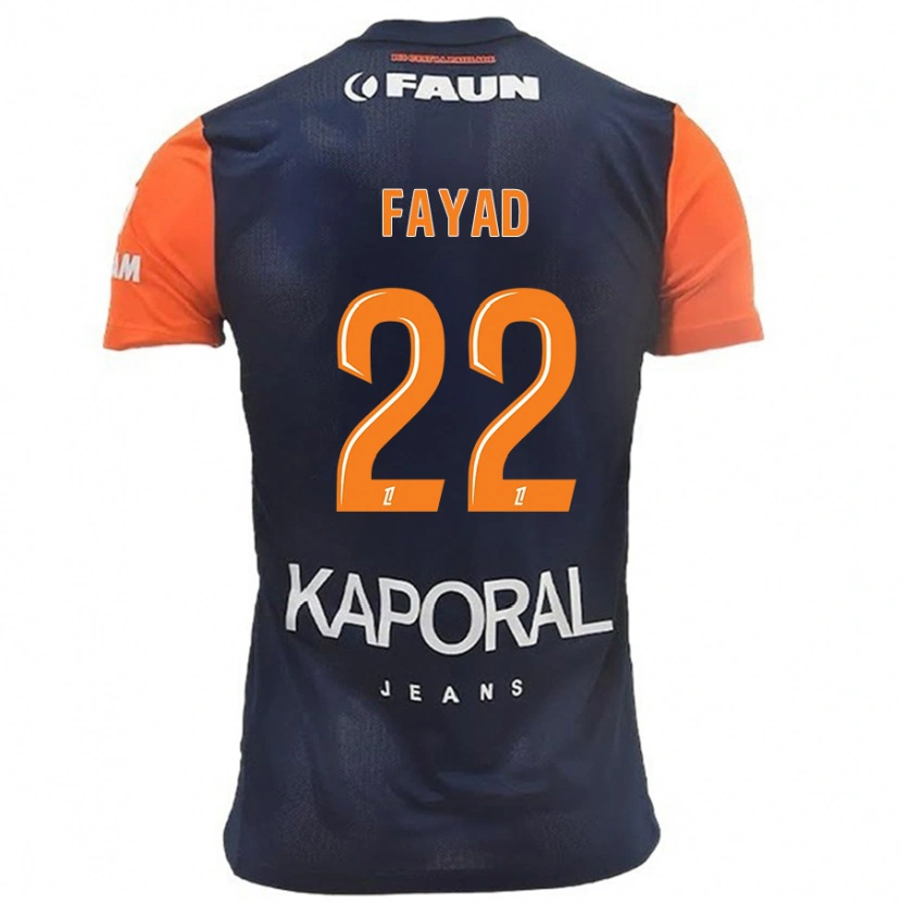 Danxen Børn Khalil Fayad #22 Marineblå Orange Hjemmebane Spillertrøjer 2024/25 Trøje T-Shirt