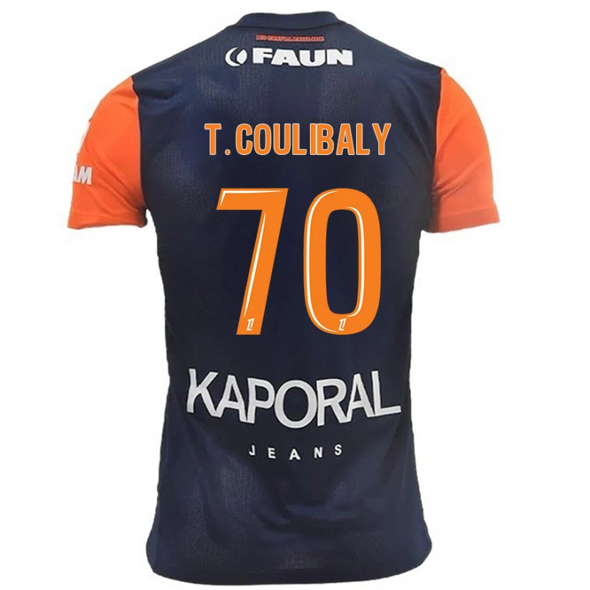 Danxen Børn Tanguy Coulibaly #70 Marineblå Orange Hjemmebane Spillertrøjer 2024/25 Trøje T-Shirt