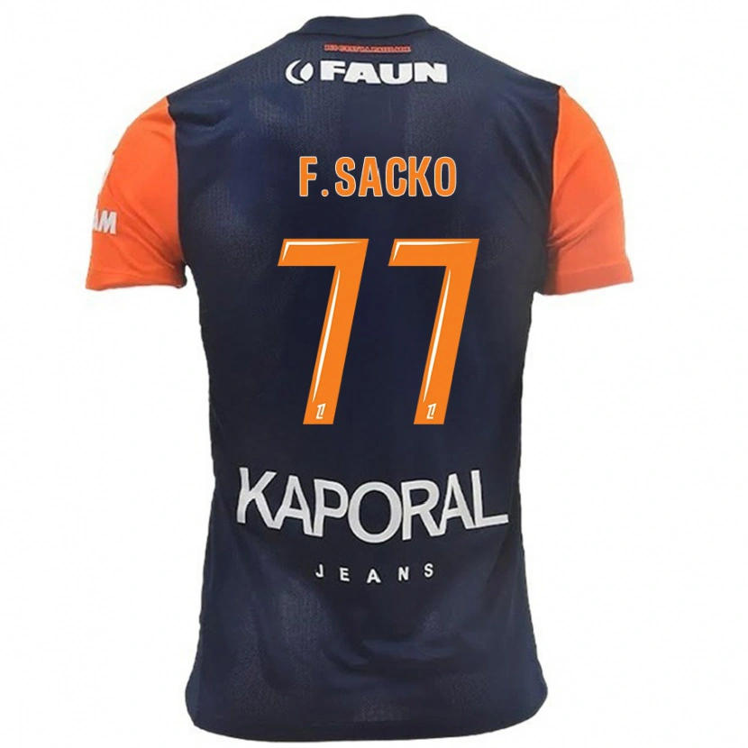 Danxen Børn Falaye Sacko #77 Marineblå Orange Hjemmebane Spillertrøjer 2024/25 Trøje T-Shirt