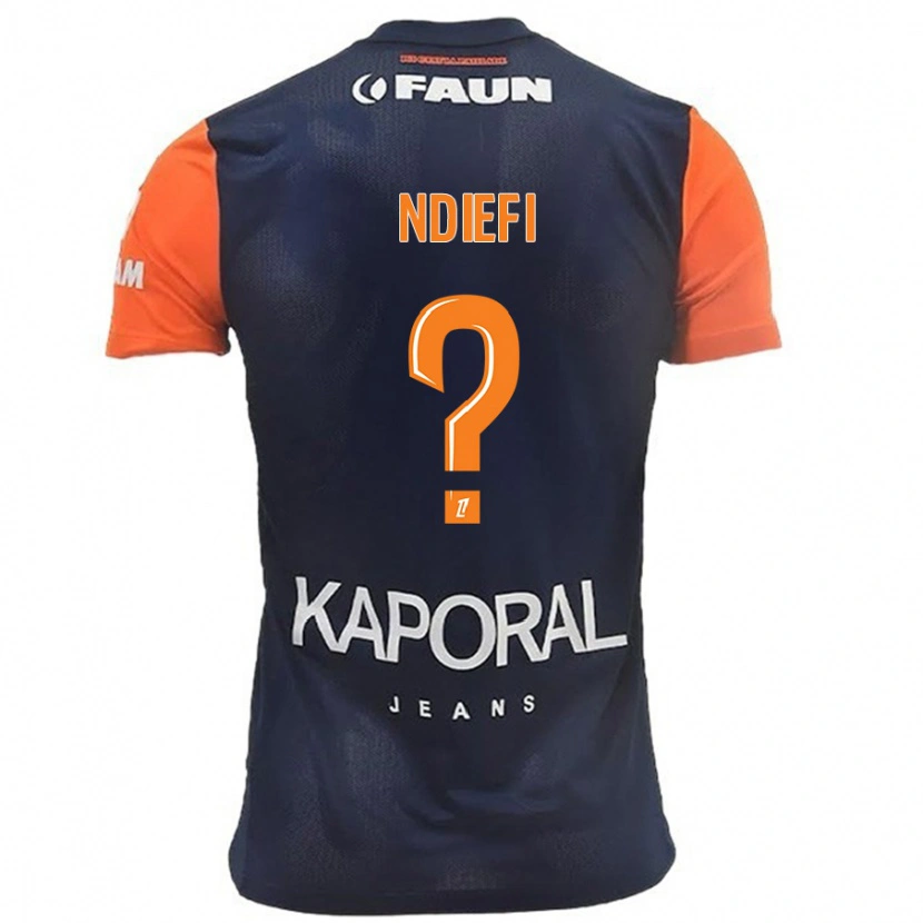 Danxen Børn Joshua Ndiefi #0 Marineblå Orange Hjemmebane Spillertrøjer 2024/25 Trøje T-Shirt