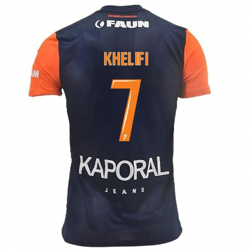 Danxen Børn Léa Khelifi #7 Marineblå Orange Hjemmebane Spillertrøjer 2024/25 Trøje T-Shirt