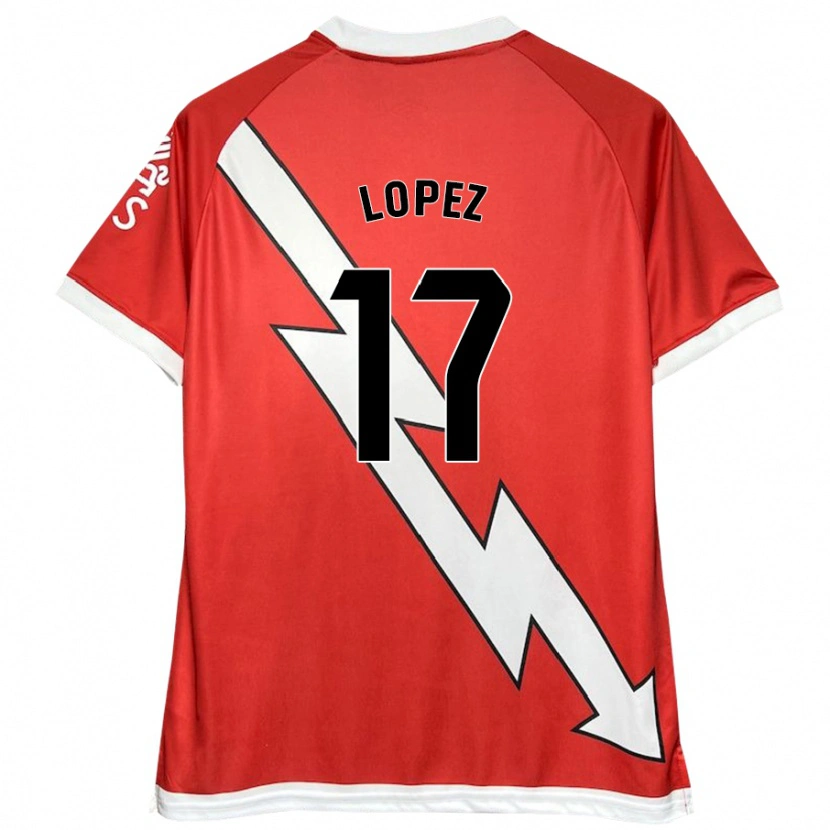 Danxen Børn Unai López #17 Hvid Rød Hjemmebane Spillertrøjer 2024/25 Trøje T-Shirt