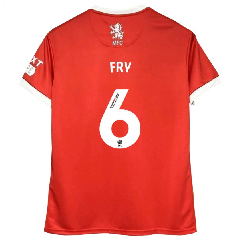 Danxen Børn Dael Fry #6 Rød Hvid Hjemmebane Spillertrøjer 2024/25 Trøje T-Shirt