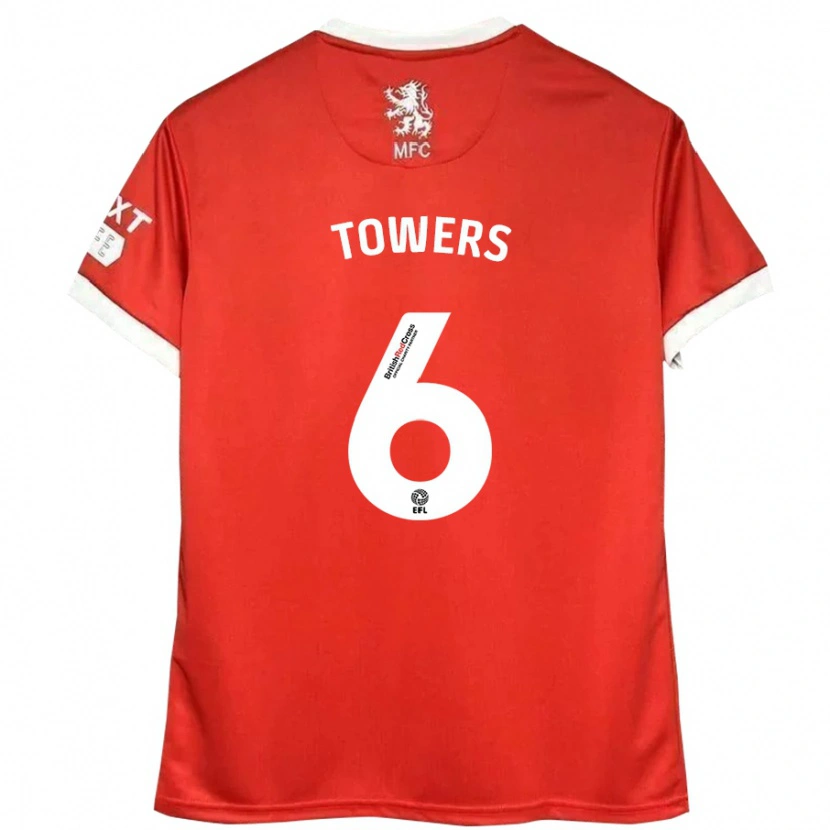 Danxen Børn Abby Towers #6 Rød Hvid Hjemmebane Spillertrøjer 2024/25 Trøje T-Shirt