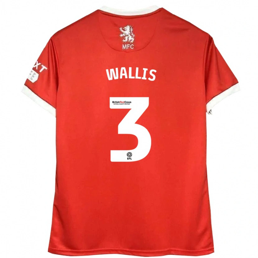Danxen Børn Emma Wallis #3 Rød Hvid Hjemmebane Spillertrøjer 2024/25 Trøje T-Shirt