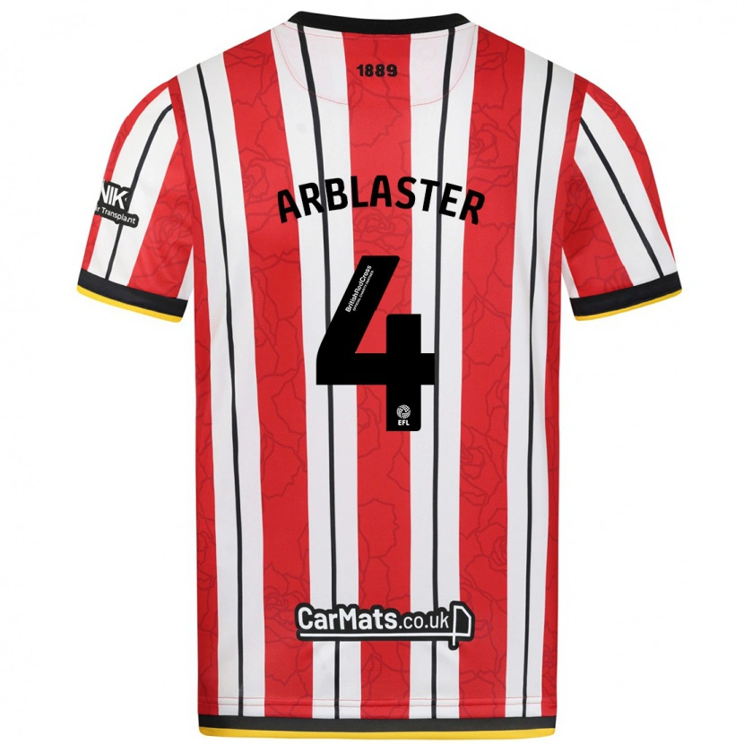 Danxen Børn Oliver Arblaster #4 Røde Hvide Striber Hjemmebane Spillertrøjer 2024/25 Trøje T-Shirt