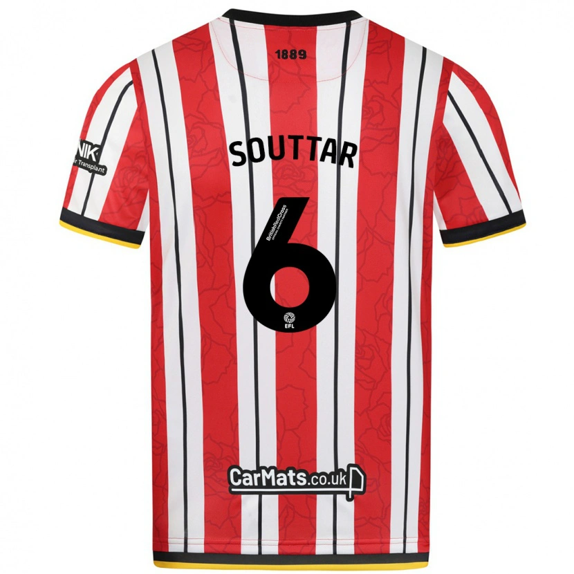 Danxen Børn Harry Souttar #6 Røde Hvide Striber Hjemmebane Spillertrøjer 2024/25 Trøje T-Shirt