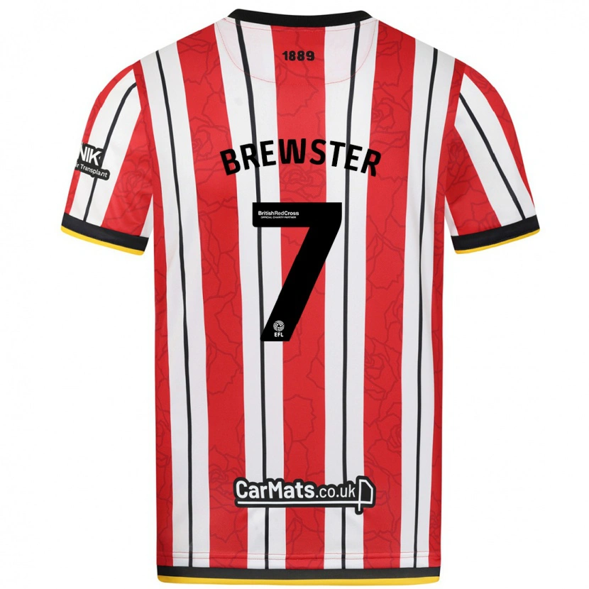 Danxen Børn Rhian Brewster #7 Røde Hvide Striber Hjemmebane Spillertrøjer 2024/25 Trøje T-Shirt