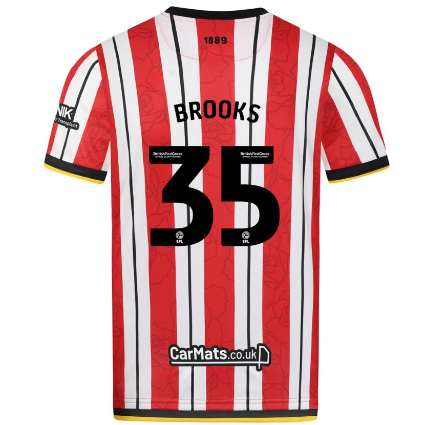Danxen Børn Andre Brooks #35 Røde Hvide Striber Hjemmebane Spillertrøjer 2024/25 Trøje T-Shirt