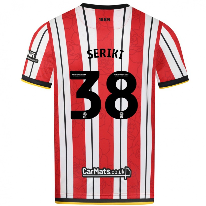 Danxen Børn Femi Seriki #38 Røde Hvide Striber Hjemmebane Spillertrøjer 2024/25 Trøje T-Shirt