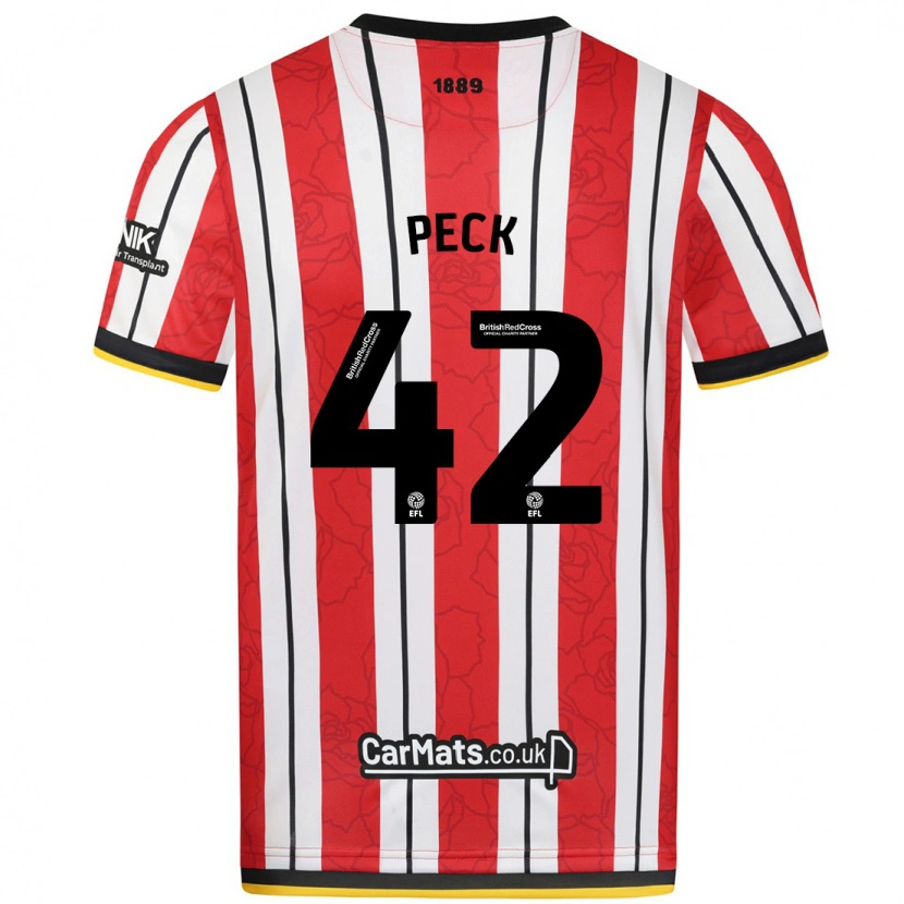 Danxen Børn Sydie Peck #42 Røde Hvide Striber Hjemmebane Spillertrøjer 2024/25 Trøje T-Shirt