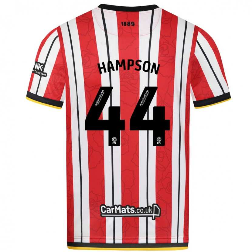 Danxen Børn Owen Hampson #44 Røde Hvide Striber Hjemmebane Spillertrøjer 2024/25 Trøje T-Shirt