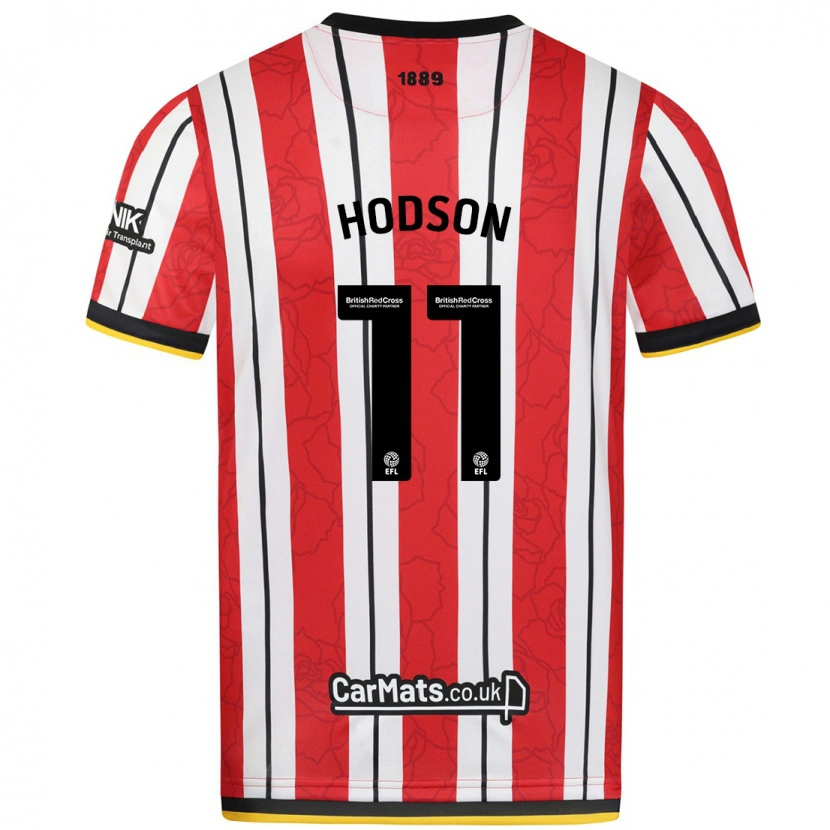 Danxen Børn Ashley Hodson #11 Røde Hvide Striber Hjemmebane Spillertrøjer 2024/25 Trøje T-Shirt