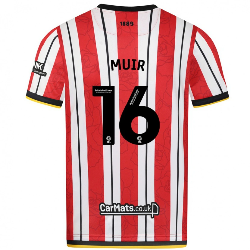 Danxen Børn Chene Muir #16 Røde Hvide Striber Hjemmebane Spillertrøjer 2024/25 Trøje T-Shirt