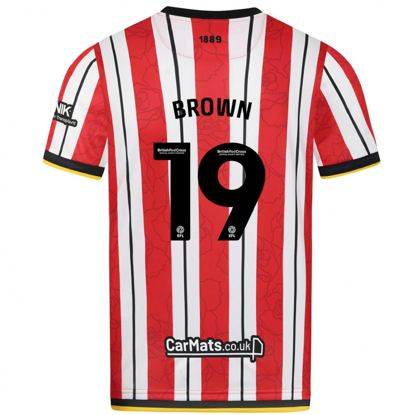 Danxen Børn Alanta Brown #19 Røde Hvide Striber Hjemmebane Spillertrøjer 2024/25 Trøje T-Shirt