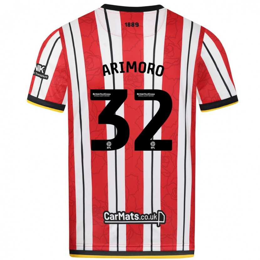 Danxen Børn Juliet Adebowale-Arimoro #32 Røde Hvide Striber Hjemmebane Spillertrøjer 2024/25 Trøje T-Shirt