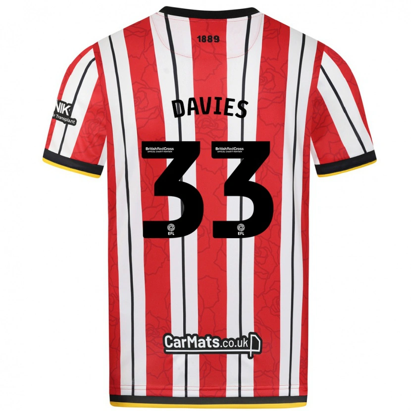 Danxen Børn Bethan Davies #33 Røde Hvide Striber Hjemmebane Spillertrøjer 2024/25 Trøje T-Shirt