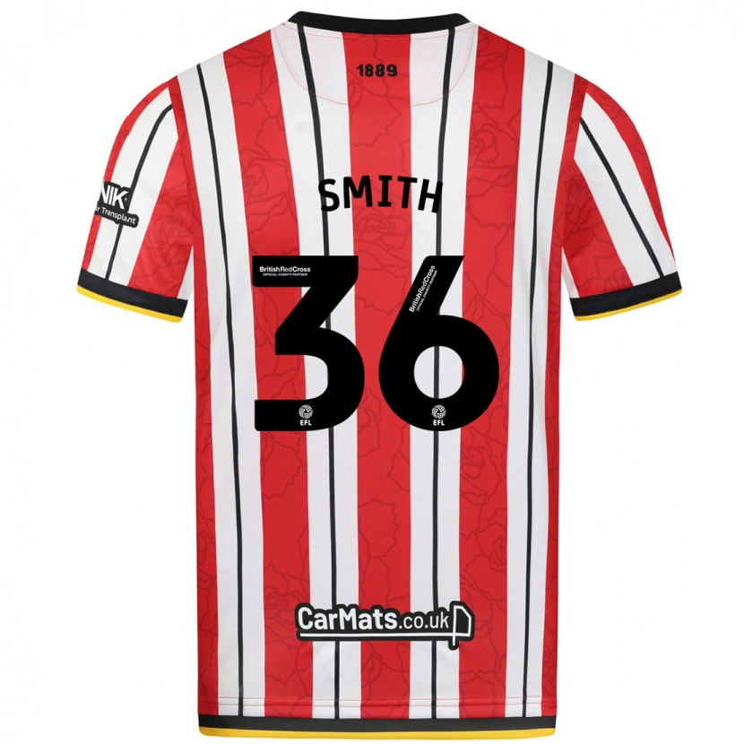 Danxen Børn Joshua Smith #36 Røde Hvide Striber Hjemmebane Spillertrøjer 2024/25 Trøje T-Shirt