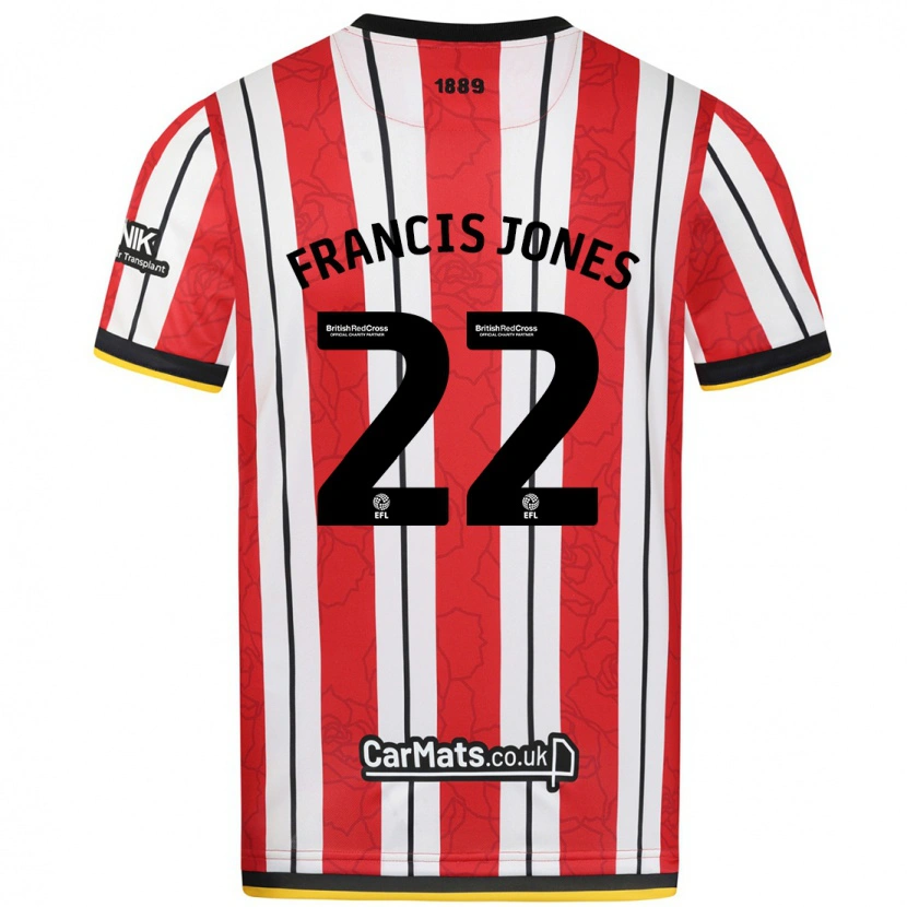 Danxen Børn Maria Francis-Jones #22 Røde Hvide Striber Hjemmebane Spillertrøjer 2024/25 Trøje T-Shirt