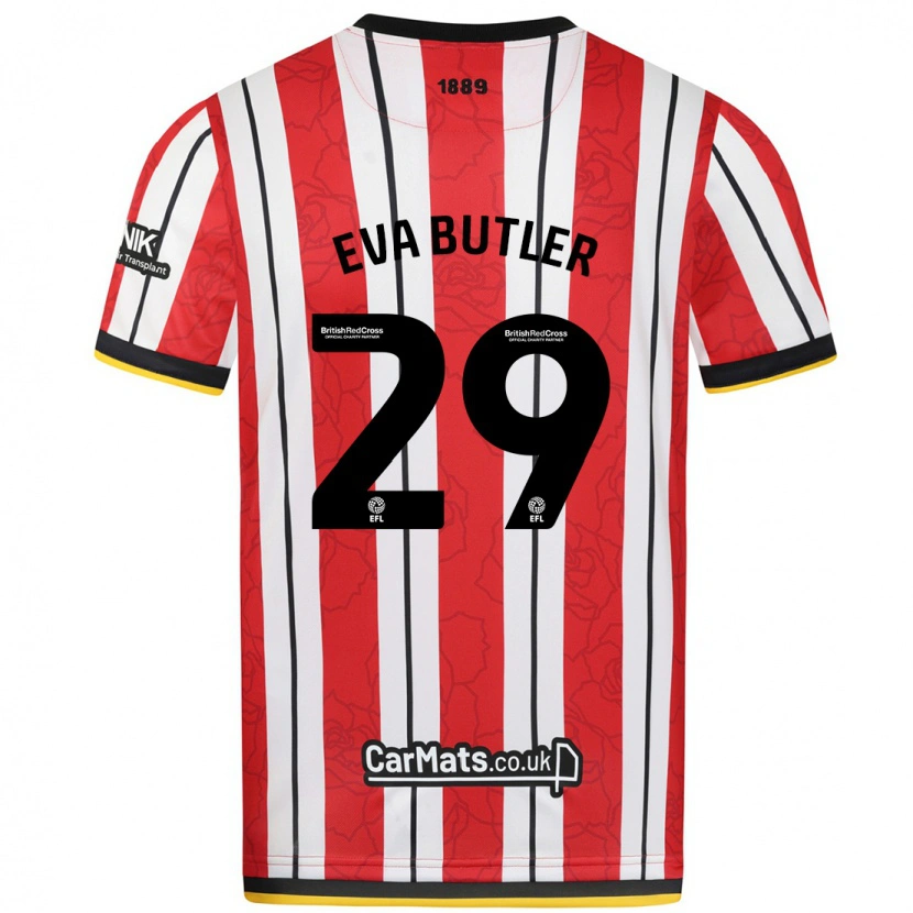 Danxen Børn Eva Butler #29 Røde Hvide Striber Hjemmebane Spillertrøjer 2024/25 Trøje T-Shirt